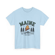Maine Adventure Tee, Unisex Heavy Cotton T-Shirt, Casual Wear, Nature Lover Gift, Vacation Souvenir, Summer Outfit, USA States Design