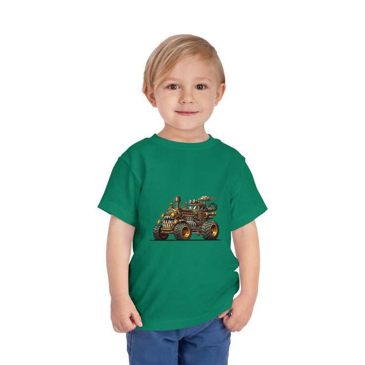 Toddler Short Sleeve Tee with Fun Vehicle Design, Birthday Gift, Kids' Fashion, Playtime Wear, Adventure Apparel
