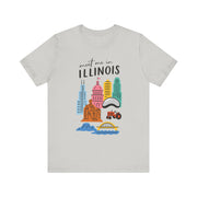 Illinois Graphic Tee | Unisex Short Sleeve T-Shirt, Illinois Souvenir Shirt, Travel Gift, Casual Wear, USA States Design