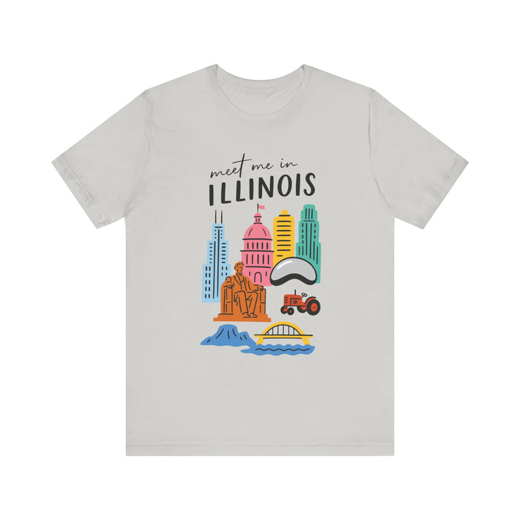Illinois Graphic Tee | Unisex Short Sleeve T-Shirt, Illinois Souvenir Shirt, Travel Gift, Casual Wear, USA States Design
