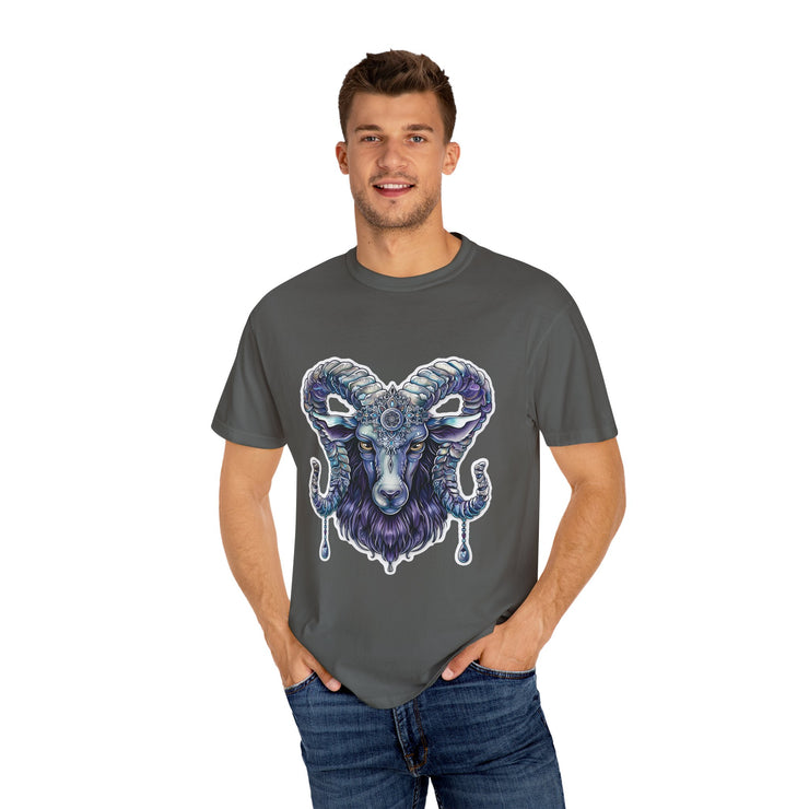 Mystical Ram Graphic Unisex T-shirt, Boho Tee, Astrology Shirt, Spiritual Gift, Festival Wear, Unique Graphic Tee