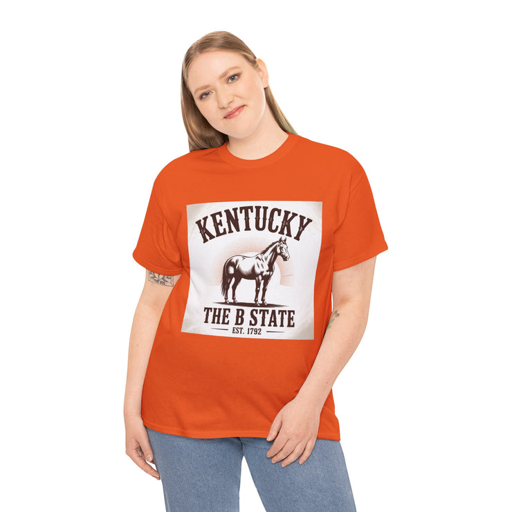 Kentucky Heritage Unisex Heavy Cotton Tee, Vintage Graphic Shirt, Horse Lover Gift, Authentic State Pride Apparel, Casual Everyday Wear, USA States Design