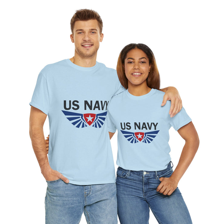 US Navy Winged Logo Unisex Heavy Cotton Tee, Military Apparel, Veteran Gift, Casual Wear, Patriotic Clothing, Gift for Him/Her