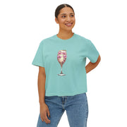 Floral Glam Women's Boxy Tee, Summer Casual Top, Gift for Her, Party Wear, Trendy Graphic Shirt Women T-Shirt