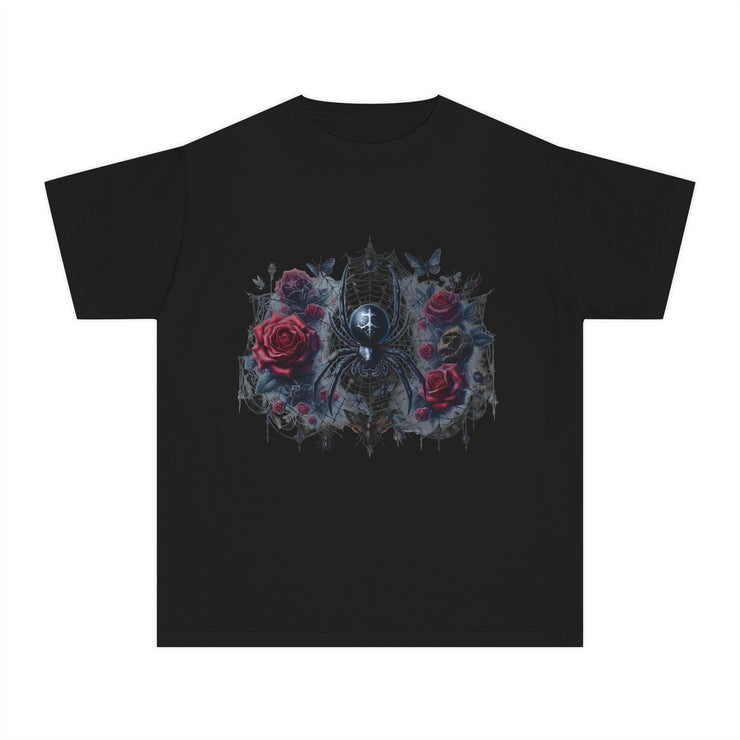 Gothic Spider Youth Tee - Cool Graphic Shirt for Teens, Alternative Fashion, Halloween Costume, Unique Gift, Everyday Wear