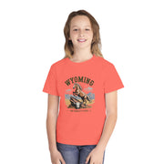 Wyoming Horse Youth Tee, Casual T-Shirt, Kids Graphic Tee, USA States Design, Horse Lover Gift, State Pride Apparel