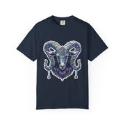 Mystical Ram Graphic Unisex T-shirt, Boho Tee, Astrology Shirt, Spiritual Gift, Festival Wear, Unique Graphic Tee