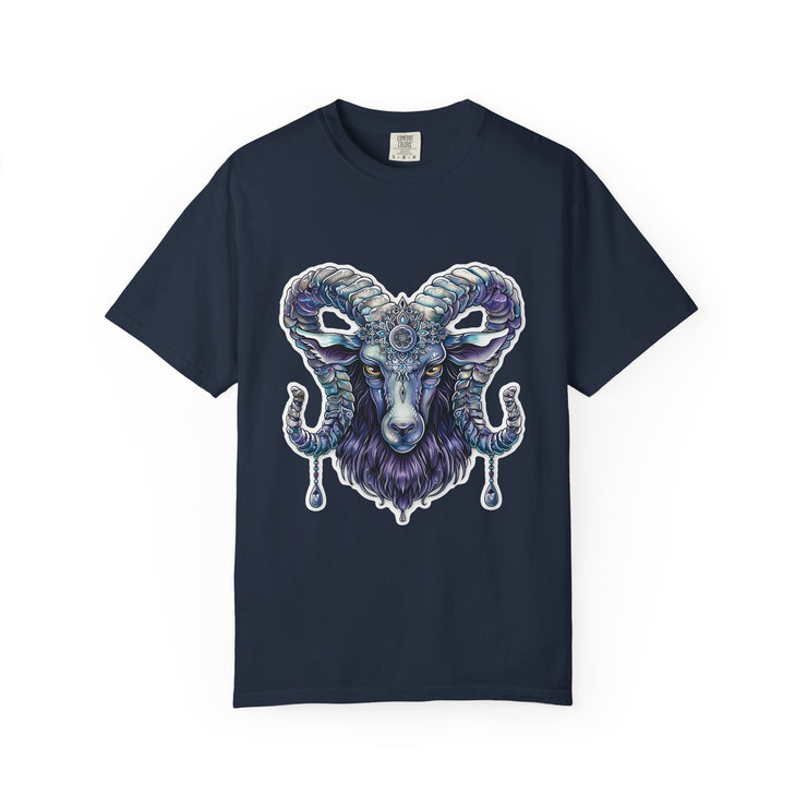 Mystical Ram Graphic Unisex T-shirt, Boho Tee, Astrology Shirt, Spiritual Gift, Festival Wear, Unique Graphic Tee