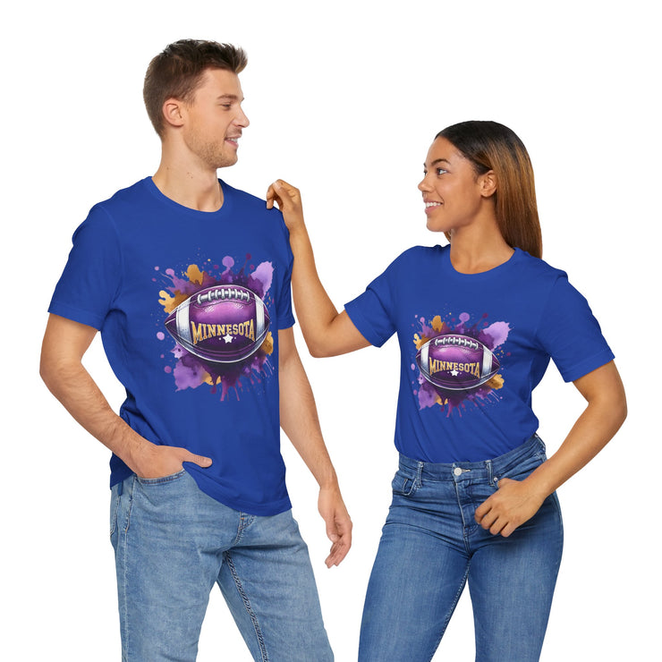 Minnesota Football Splash Tee, Unisex Short Sleeve, Sports Fan Shirt, Game Day Apparel, Football Design, Sports Design