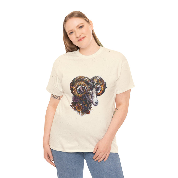 Bohemian Ram Graphic Tee, Casual Apparel, Gift for Animal Lovers, Festival Wear, Unisex T-Shirt, Nature-Inspired Clothing