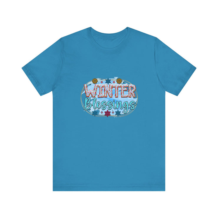 Winter Blessings Unisex Jersey Tee, Cozy Winter T-shirt, Holiday Gift, Seasonal Apparel, Comfortable Casual Wear