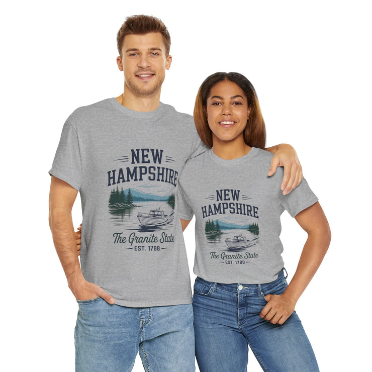 New Hampshire Adventure Tee - Unisex Heavy Cotton Tee, Vintage State Shirt, Nature Lover Gift, USA States Design