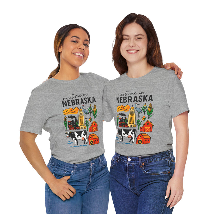 Nebraska Graphic Tee, Unisex Jersey Short Sleeve Tee, Souvenir Shirt, USA States Design