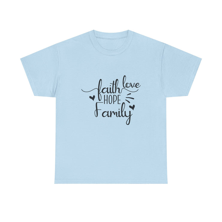 Faith, Hope, Love Family Tee - Unisex Heavy Cotton Shirt for Family Gatherings, Gifts, Celebrations, Casual Wear