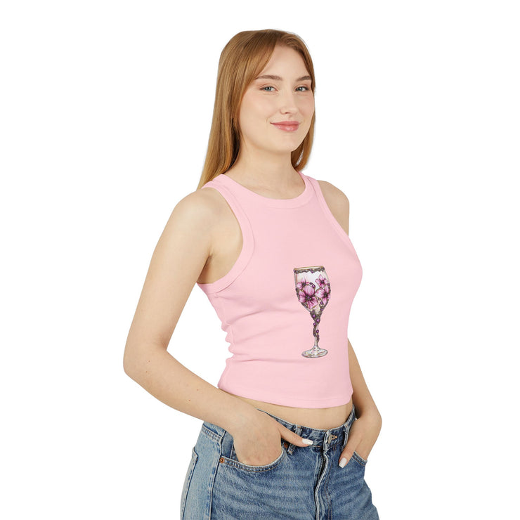 Floral Cocktail Tank Top, Women's Summer Top, Cute Crop Top, Beachwear, Party Outfit, Gift for Her