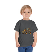Toddler Short Sleeve Tee with Fun Vehicle Design, Birthday Gift, Kids' Fashion, Playtime Wear, Adventure Apparel