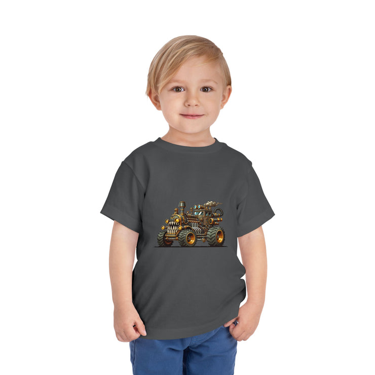 Toddler Short Sleeve Tee with Fun Vehicle Design, Birthday Gift, Kids' Fashion, Playtime Wear, Adventure Apparel