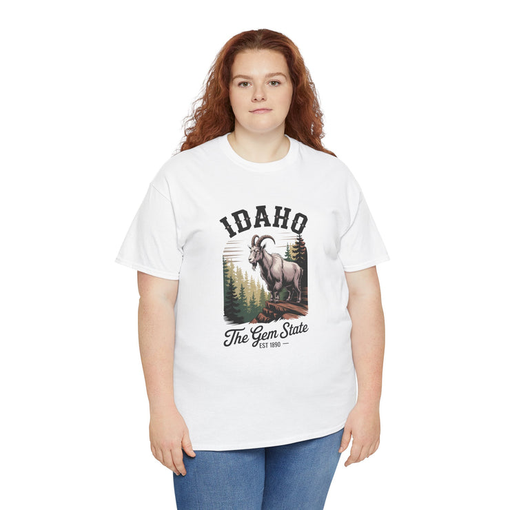 Idaho Gem State Tee, Unisex Heavy Cotton Shirt, Vintage Idaho Style T-Shirt, Nature Lover Apparel, Gift for Idaho Residents, USA States Design