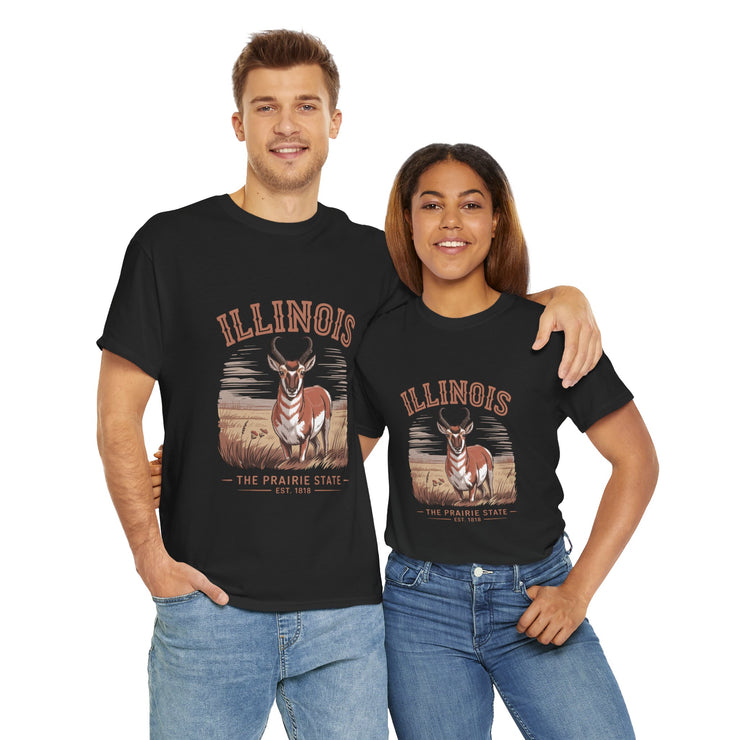 Illinois Prairie State Tee, Vintage Graphic T-Shirt, Unisex Casual Wear, Gift for Nature Lovers, Travel Souvenir, USA States Design