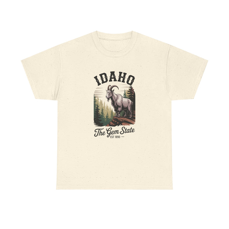 Idaho Gem State Tee, Unisex Heavy Cotton Shirt, Vintage Idaho Style T-Shirt, Nature Lover Apparel, Gift for Idaho Residents, USA States Design