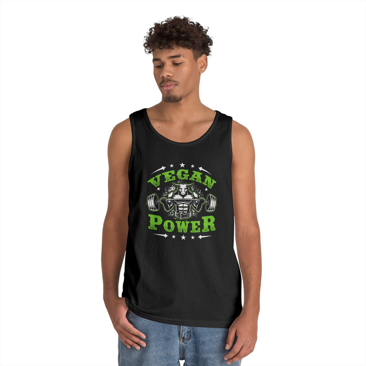 Vegan Power Tank Top | Unisex Heavy Cotton Gym Shirt, Workout Apparel, Fitness Gift, Eco-Friendly Exercise Tee