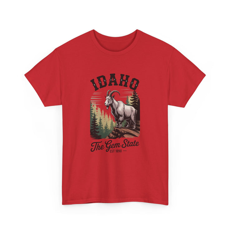 Idaho Gem State Tee, Unisex Heavy Cotton Shirt, Vintage Idaho Style T-Shirt, Nature Lover Apparel, Gift for Idaho Residents, USA States Design