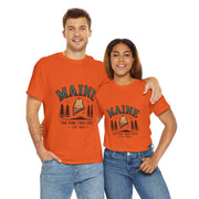 Maine Adventure Tee, Unisex Heavy Cotton T-Shirt, Casual Wear, Nature Lover Gift, Vacation Souvenir, Summer Outfit, USA States Design
