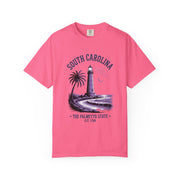 South Carolina Lighthouse T-Shirt, Unisex Garment-Dyed Tee, Coastal Vibes Shirt, Summer Travel Apparel, USA States Design