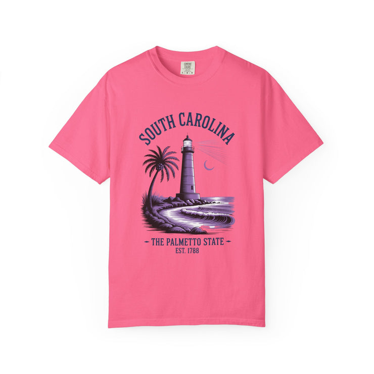 South Carolina Lighthouse T-Shirt, Unisex Garment-Dyed Tee, Coastal Vibes Shirt, Summer Travel Apparel, USA States Design