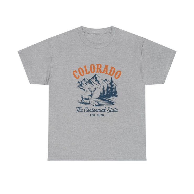 Colorado Adventure Unisex Heavy Cotton Tee, Outdoor Shirt, Gift for Nature Lovers, Travel Tee, USA State Design
