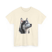 Siberian Husky Heavy Cotton Tee, Cozy Dog Lover Shirt, Unisex Graphic Tee, Pet Owner Gift, Cute Animal Apparel