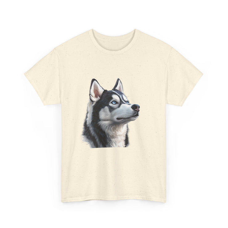 Siberian Husky Heavy Cotton Tee, Cozy Dog Lover Shirt, Unisex Graphic Tee, Pet Owner Gift, Cute Animal Apparel