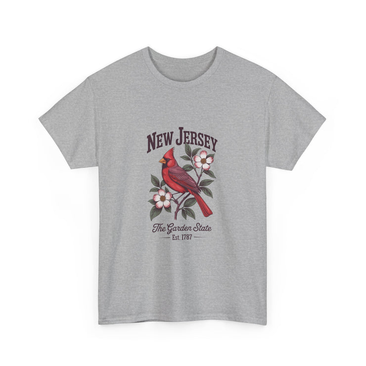 New Jersey Cardinal Tee, Vintage Style T-Shirt, Unisex Cotton Tee, Garden State Gift, Bird Lover Apparel, Casual Wear, USA States Design