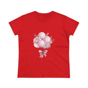 Women's Floral Balloon Tee, Cute Graphic Tee, Birthday Gift, Casual Cotton Shirt, Everyday Wear, Floral Design