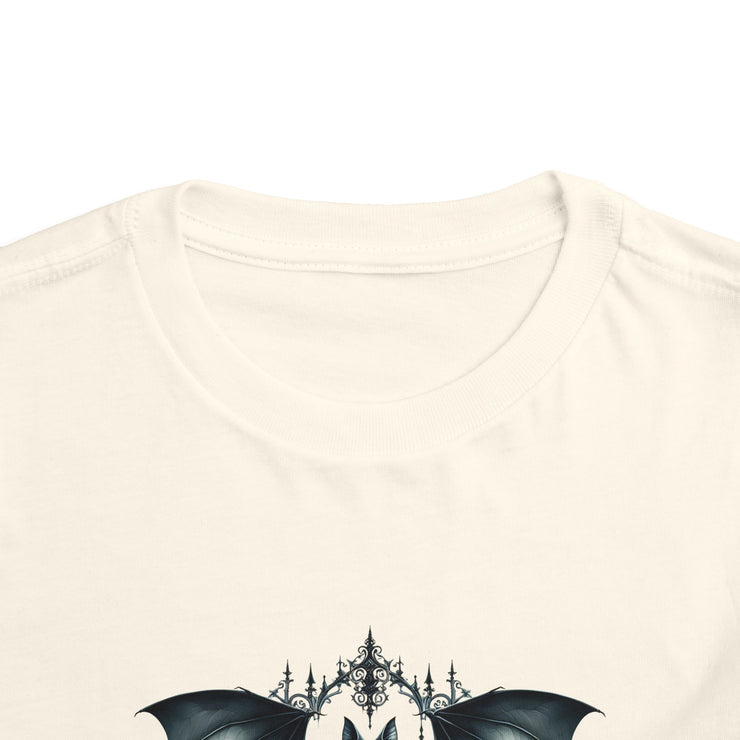 Toddler Halloween Bat Tee, Cute Toddler T-Shirt, Kids Halloween Apparel, Spooky Party Outfit, Bat and Roses Design