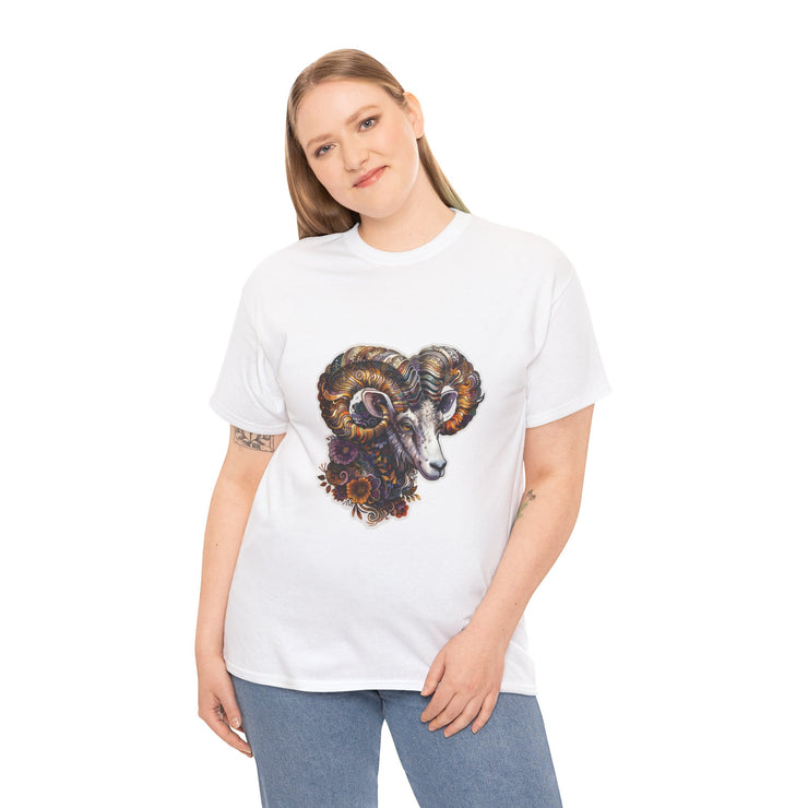 Bohemian Ram Graphic Tee, Casual Apparel, Gift for Animal Lovers, Festival Wear, Unisex T-Shirt, Nature-Inspired Clothing