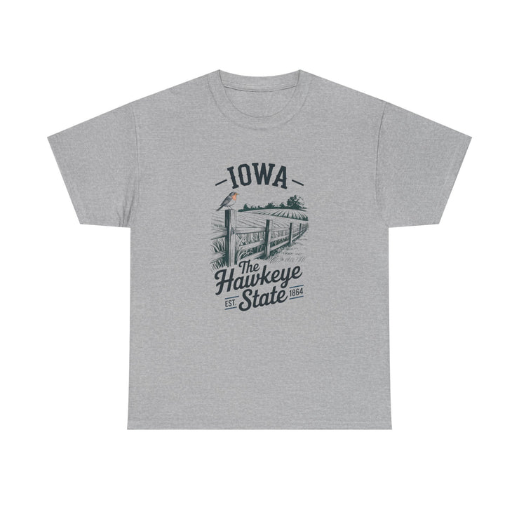 Iowa The Hawkeye State T-Shirt, Vintage Style Tee, Unisex Cotton Shirt, Iowa Pride Gift, USA States Design