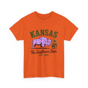 Kansas Sunflower State Tee, Unisex Heavy Cotton T-Shirt, Gift for Kansas Lovers, Cute State Pride Shirt, Fun Souvenir, Everyday Wear