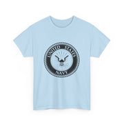 US Navy Emblem Unisex Heavy Cotton Tee | Military Apparel, Casual Wear, Gift for Veterans, Patriotic Shirt, Marine Life
