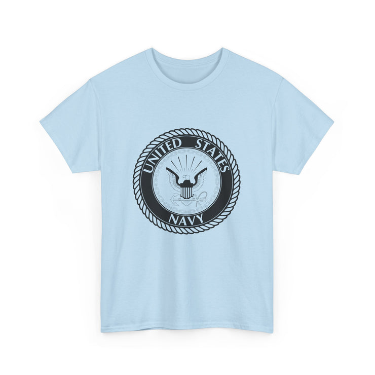 US Navy Emblem Unisex Heavy Cotton Tee | Military Apparel, Casual Wear, Gift for Veterans, Patriotic Shirt, Marine Life