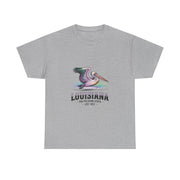 Louisiana Pelican Unisex Heavy Cotton Tee, Coastal Vibes Shirt, Gift for Louisiana Lovers, Casual Wear, Beach Trip T-Shirt, USA States Design