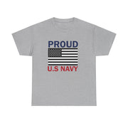 Proud U.S. Navy Unisex Heavy Cotton Tee, Veteran Gifts, Military Apparel, Patriotic Shirt, Independence Day, Memorial Day
