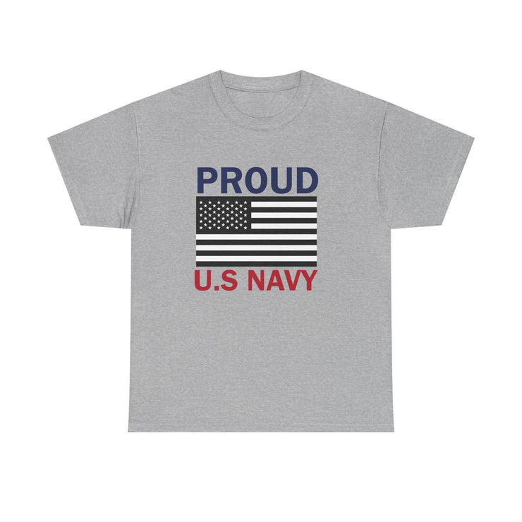Proud U.S. Navy Unisex Heavy Cotton Tee, Veteran Gifts, Military Apparel, Patriotic Shirt, Independence Day, Memorial Day