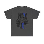 Unisex Skull American Flag Tee, Gym Shirt, Fitness Apparel, Workout Gift, Casual Wear, Patriotic Activewear