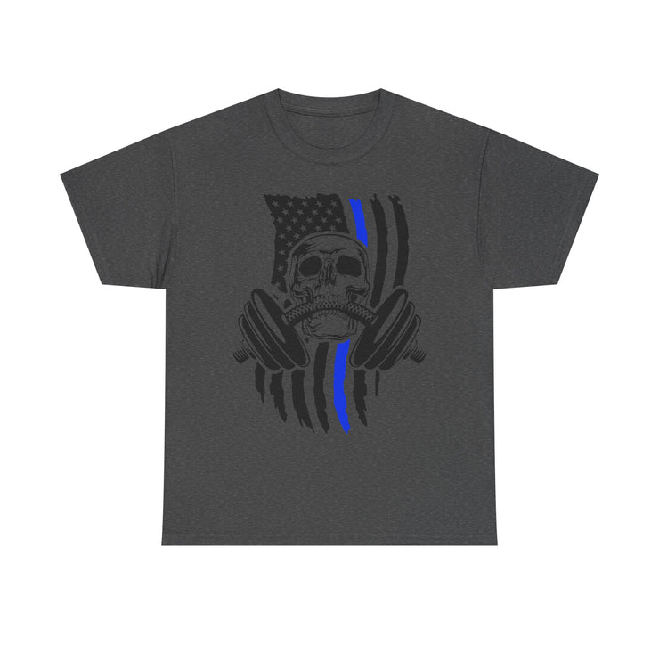 Unisex Skull American Flag Tee, Gym Shirt, Fitness Apparel, Workout Gift, Casual Wear, Patriotic Activewear