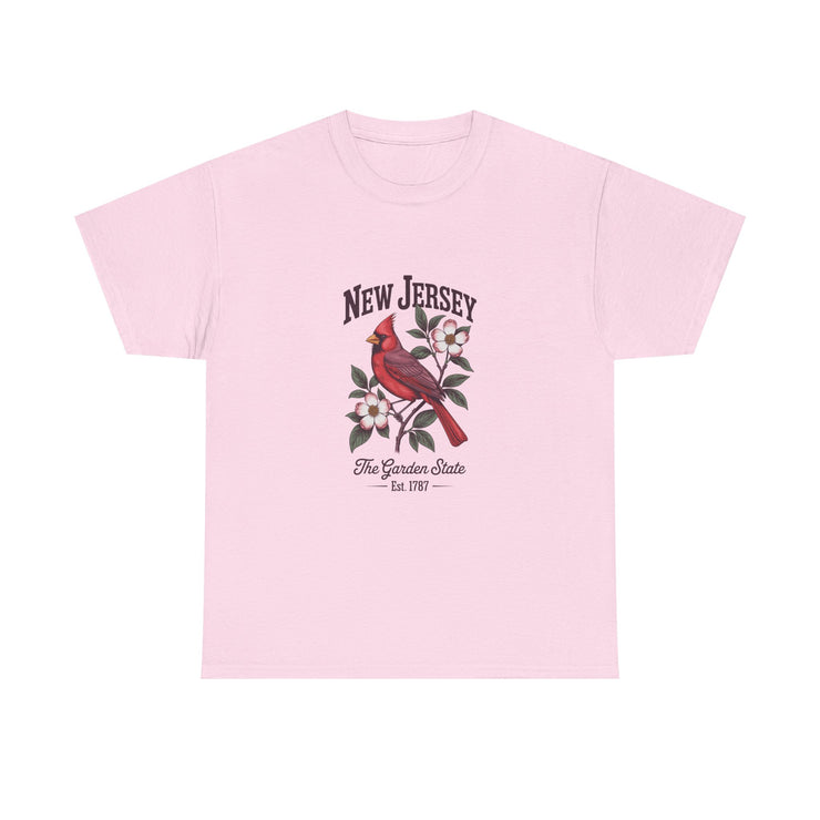 New Jersey Cardinal Tee, Vintage Style T-Shirt, Unisex Cotton Tee, Garden State Gift, Bird Lover Apparel, Casual Wear, USA States Design