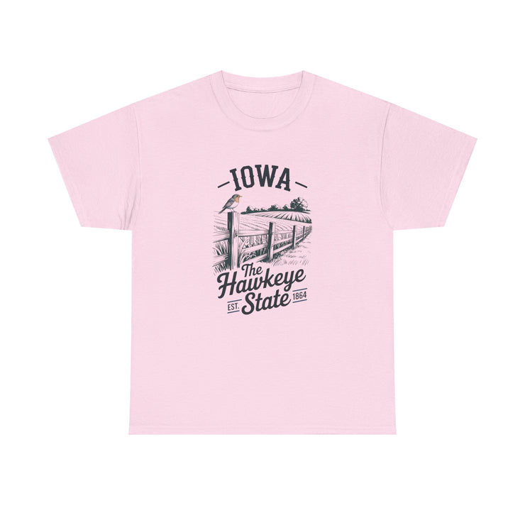 Iowa The Hawkeye State T-Shirt, Vintage Style Tee, Unisex Cotton Shirt, Iowa Pride Gift, USA States Design
