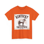 Kentucky Heritage Unisex Heavy Cotton Tee, Vintage Graphic Shirt, Horse Lover Gift, Authentic State Pride Apparel, Casual Everyday Wear, USA States Design