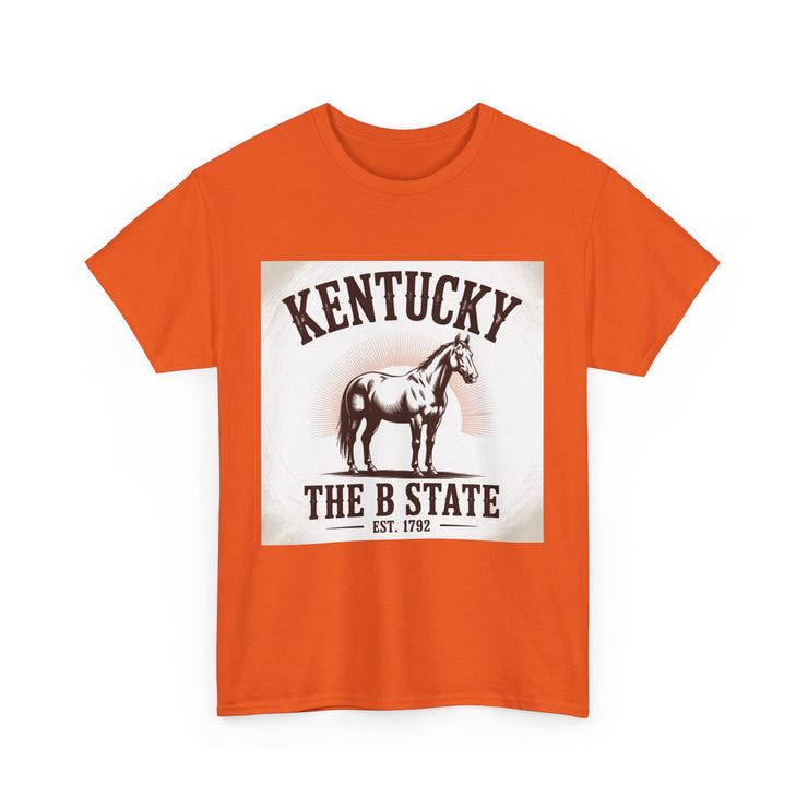 Kentucky Heritage Unisex Heavy Cotton Tee, Vintage Graphic Shirt, Horse Lover Gift, Authentic State Pride Apparel, Casual Everyday Wear, USA States Design