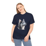 Siberian Husky Heavy Cotton Tee, Cozy Dog Lover Shirt, Unisex Graphic Tee, Pet Owner Gift, Cute Animal Apparel